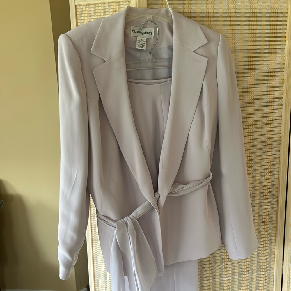 Bloomingdale’s gorgeous, lavender silk pantsuit